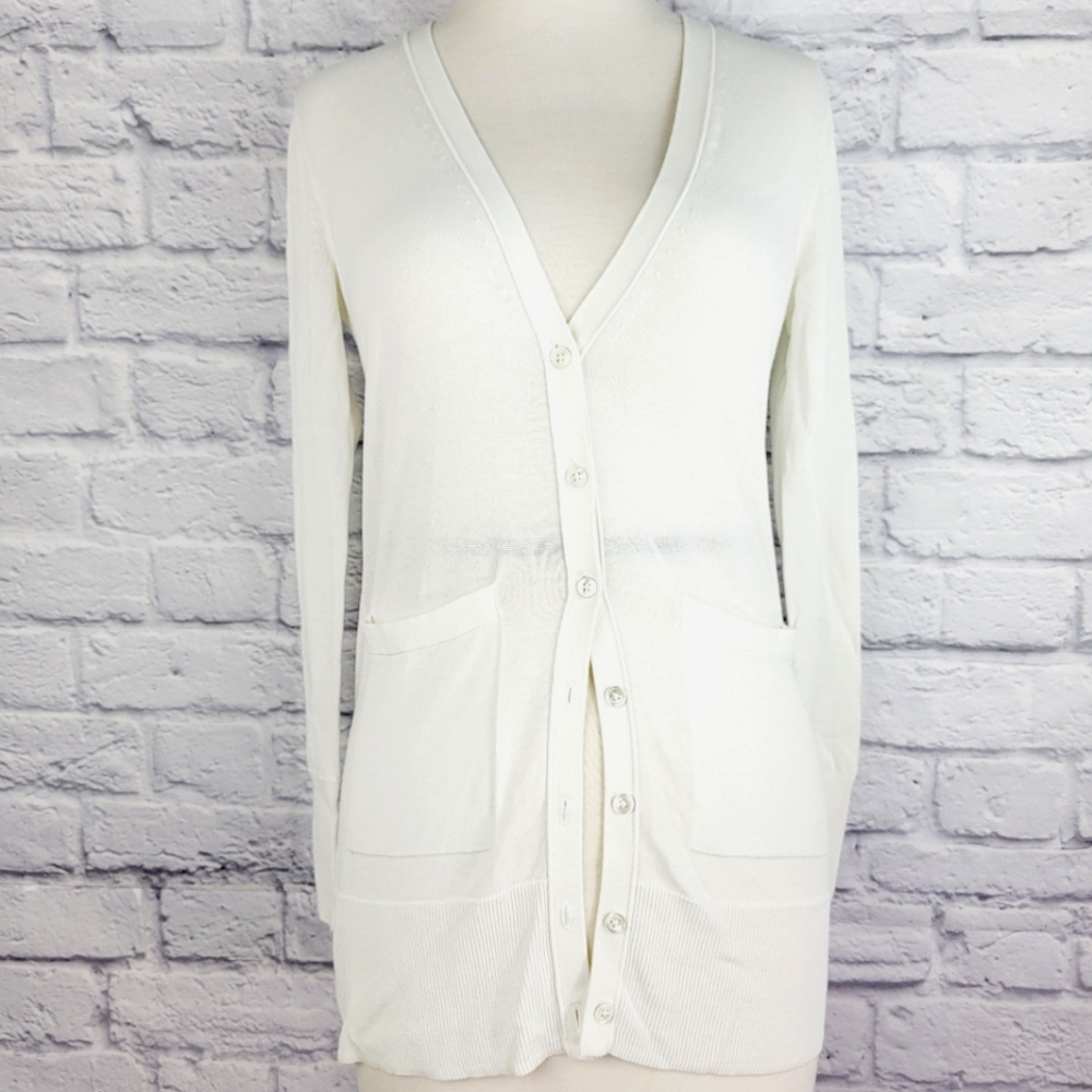 NWOT New BANANA REPUBLIC Womens XXS Long Tunic Length Cardigan Sweater Ivory